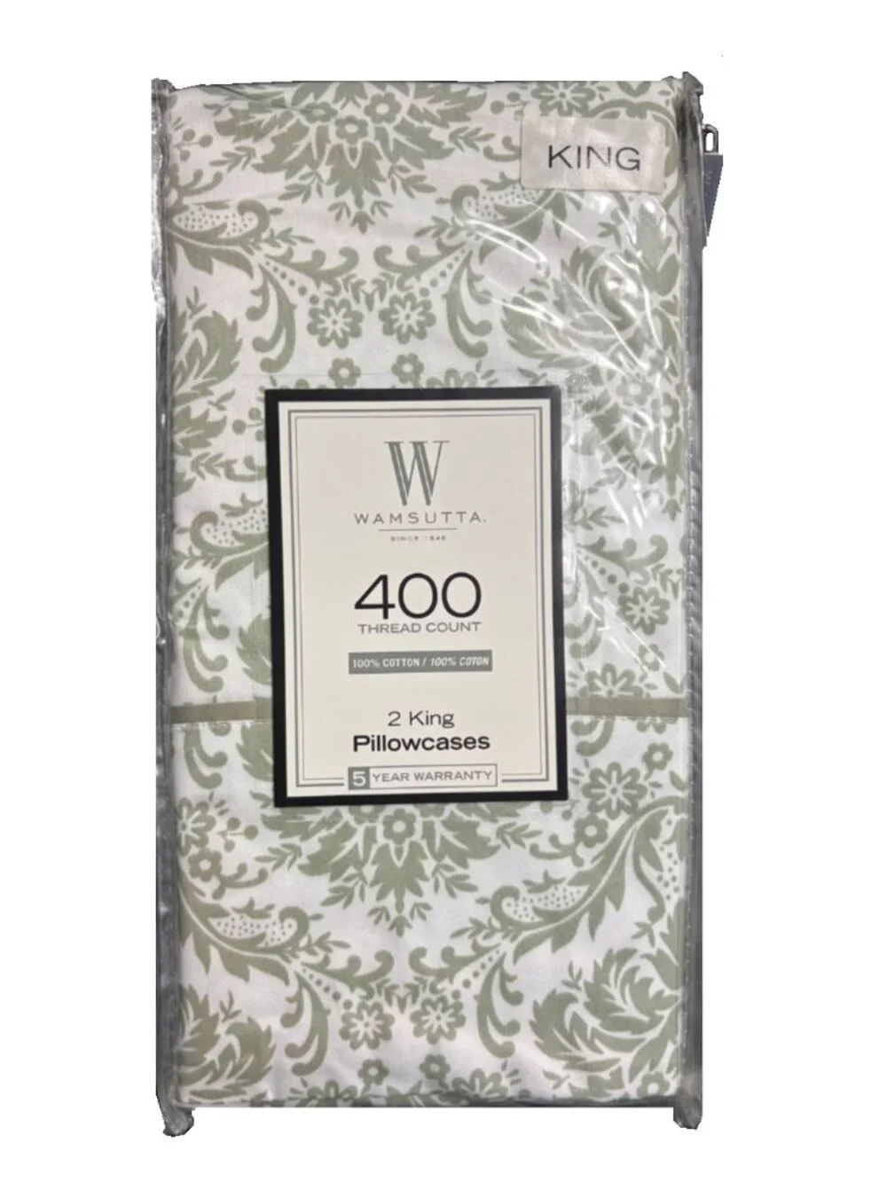 new SAGE GREEN Wamsutta 400 Thread Count 100% Cotton Sateen King Pillowcases